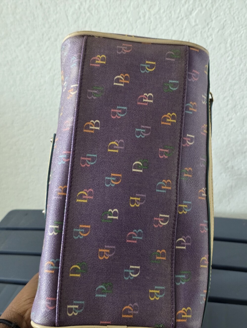 VTG 2000's Dooney & Bourke Rainbow DB Monogram Dome Satchel Shoulder Bag Y2k - Picture 8 of 14